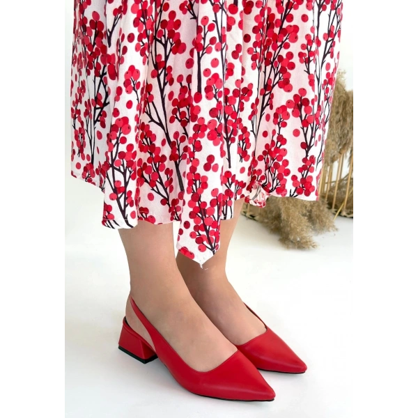 BİÇOMİ Morji Kırmızı Cilt Topuklu Ayakkabı
