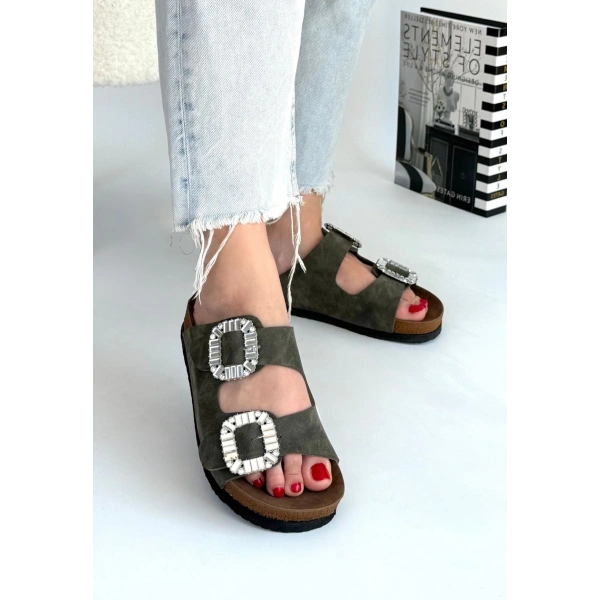 BİÇOMİ Nool Yeşil Nubuk Terlik