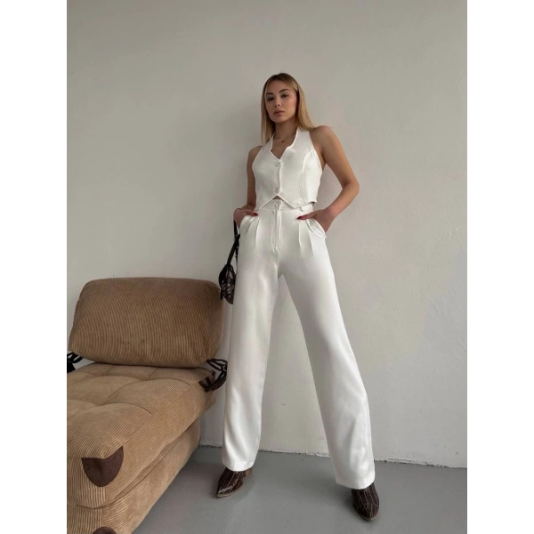 BİÇOMİ Palazzo pantolon beyaz s23211