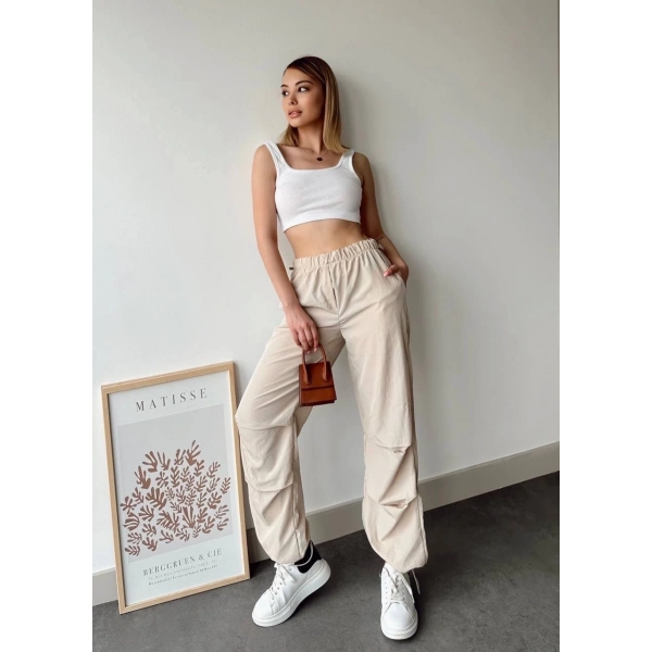 BİÇOMİ Paraşüt pantolon bej