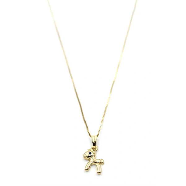 biçomi Peluş At Figürü Kolye - Altın