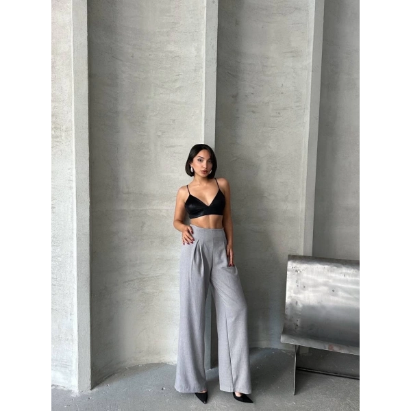 BİÇOMİ Pileli keten pantolon s255046