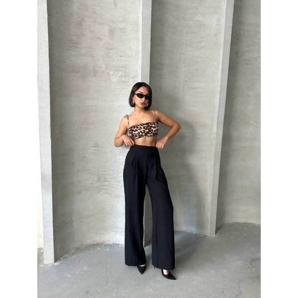 BİÇOMİ Pileli keten pantolon s255046