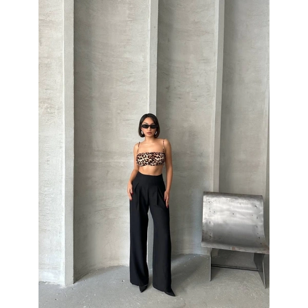 BİÇOMİ Pileli keten pantolon s255046