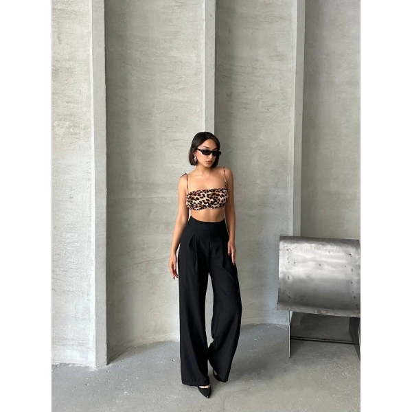 BİÇOMİ Pileli keten pantolon s255046