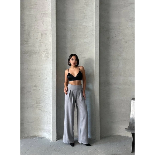 BİÇOMİ Pileli keten pantolon s255046