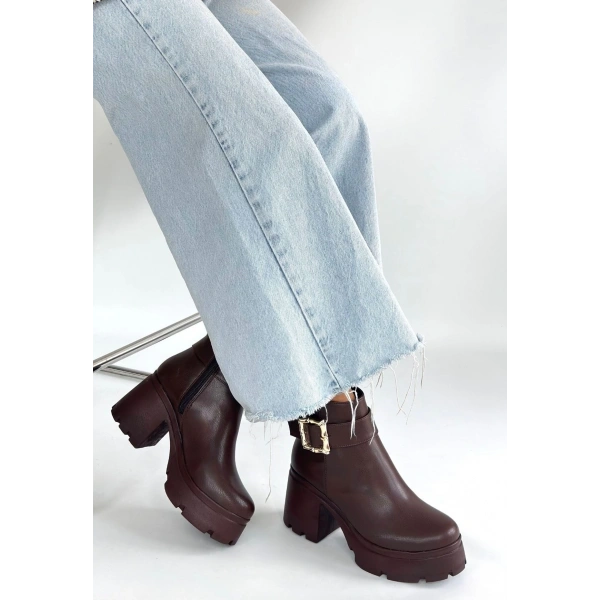 BİÇOMİ Pinma Kahverengi Cilt Topuklu Bot