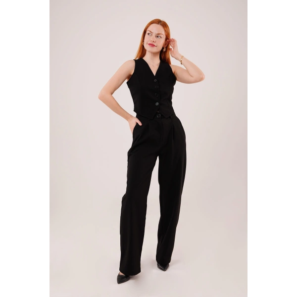 Biçomi Premium Model Oturtmalı Siyah Pantolon