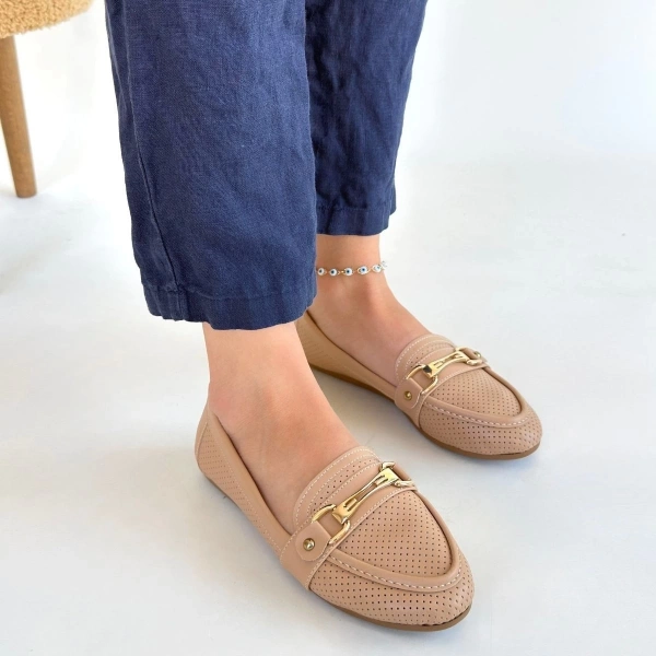 BİÇOMİ Rain Nude Cilt Babet Ayakkabı