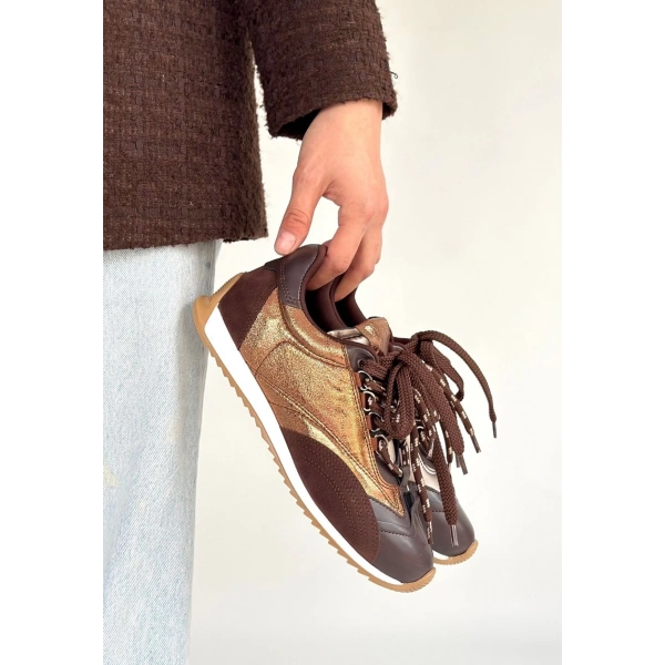 BİÇOMİ Ranu Kahverengi Cilt Paraşüt Detaylı Bağcıklı Spor Ayakkabı