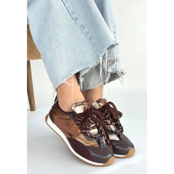 BİÇOMİ Ranu Kahverengi Cilt Paraşüt Detaylı Bağcıklı Spor Ayakkabı