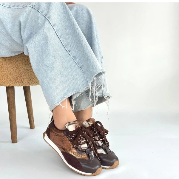 BİÇOMİ Ranu Kahverengi Cilt Paraşüt Detaylı Bağcıklı Spor Ayakkabı