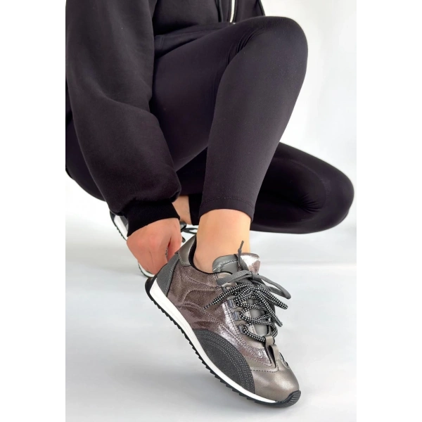 BİÇOMİ Ranu Platin Cilt Paraşüt Detaylı Bağcıklı Spor Ayakkabı