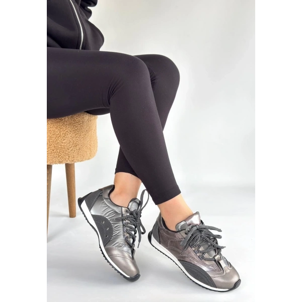 BİÇOMİ Ranu Platin Cilt Paraşüt Detaylı Bağcıklı Spor Ayakkabı