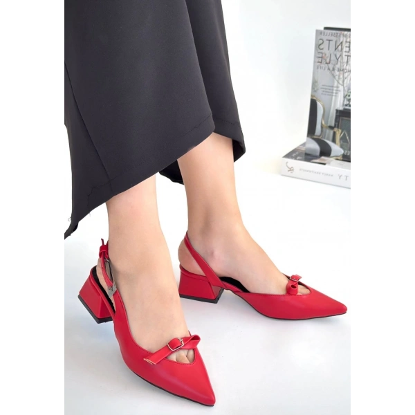 BİÇOMİ Rewat Kırmızı Cilt Topuklu Ayakkabı