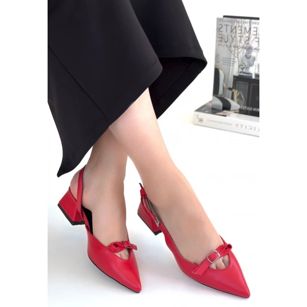 BİÇOMİ Rewat Kırmızı Cilt Topuklu Ayakkabı