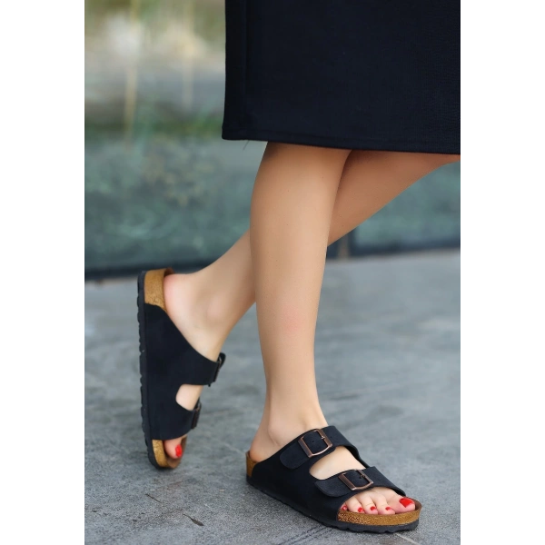 BİÇOMİ Rıno Siyah  Nubuk Terlik