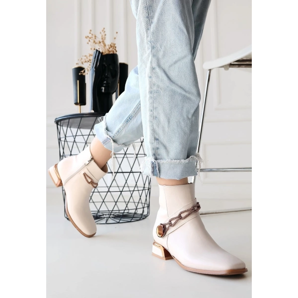 BİÇOMİ Roxani Bej Cilt Topuklu Bot