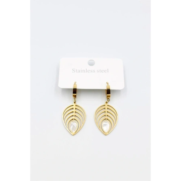 biçomi Sedef Yaprak Küpe - Altın