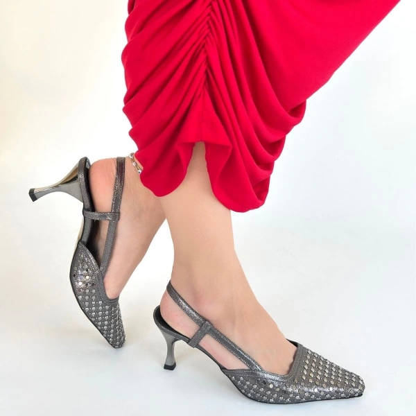 BİÇOMİ Sione Platin Cilt Topuklu Ayakkabı