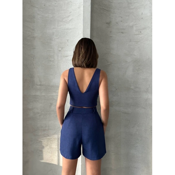 BİÇOMİ Şortlu keten takım s255014