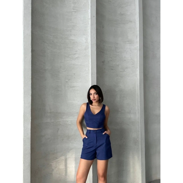 BİÇOMİ Şortlu keten takım s255014