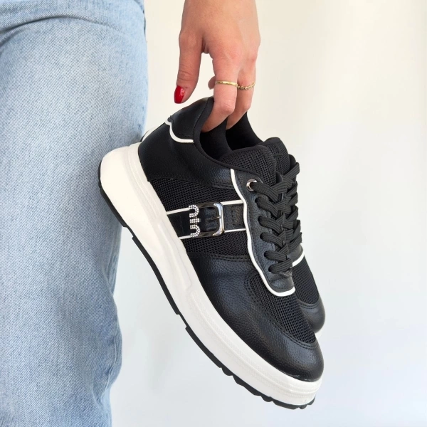 BİÇOMİ Tanwe Siyah Cilt Bağcıklı Spor Ayakkabı