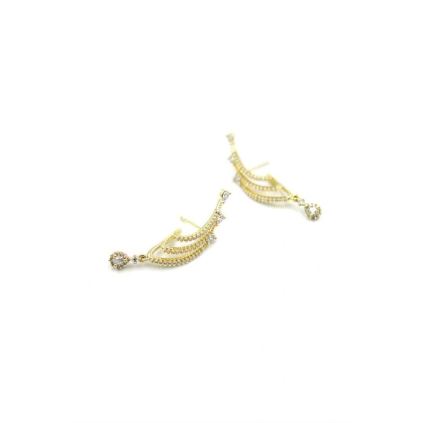 biçomi Taşlı Küpe - 14K Altın