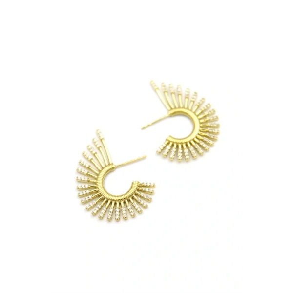 biçomi Taşlı Küpe - 14K Altın