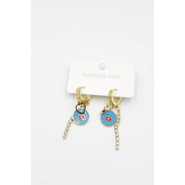 biçomi Taşlı Küpe - Altın