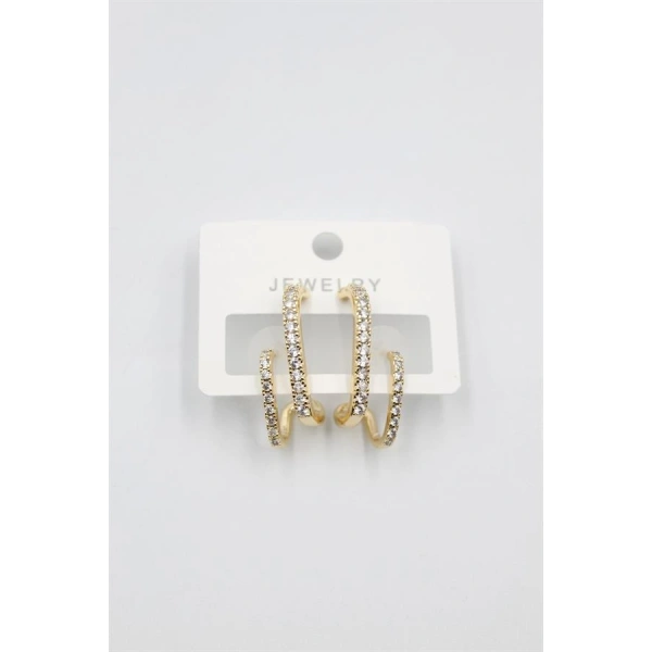 biçomi Taşlı Küpe - Altın