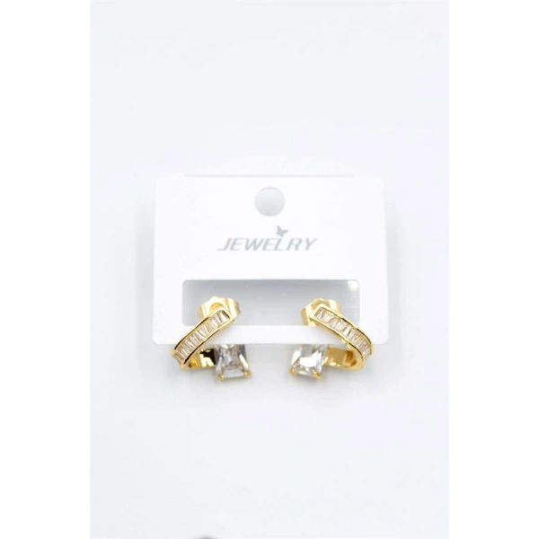 biçomi Taşlı Küpe - Altın