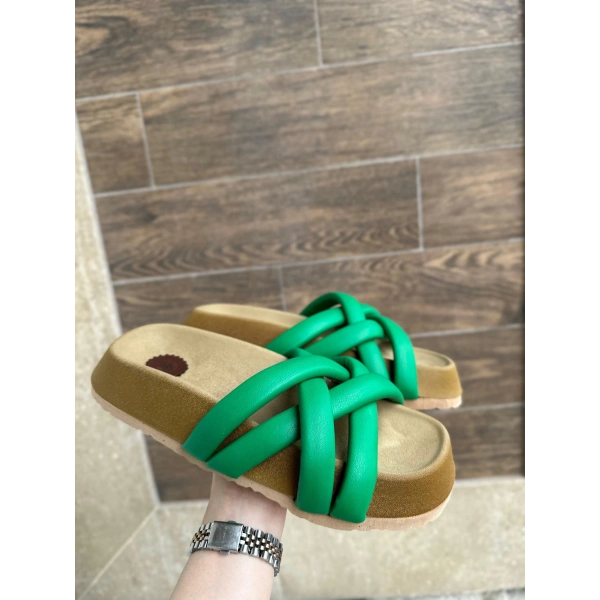 BİÇOMİ Tenda Yeşil Cilt Terlik