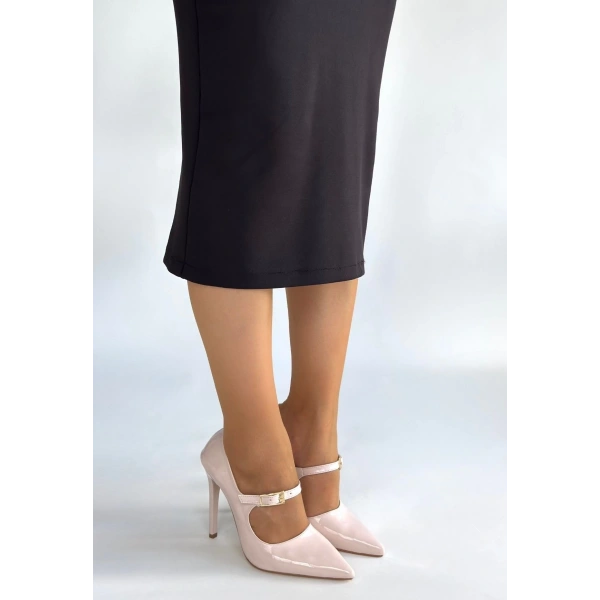 BİÇOMİ Tiej Bej Rugan Stiletto Ayakkabı