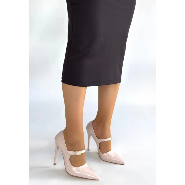 BİÇOMİ Tiej Bej Rugan Stiletto Ayakkabı
