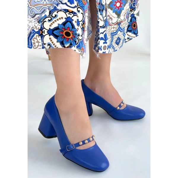 BİÇOMİ Tino Mavi Cilt Topuklu Ayakkabı
