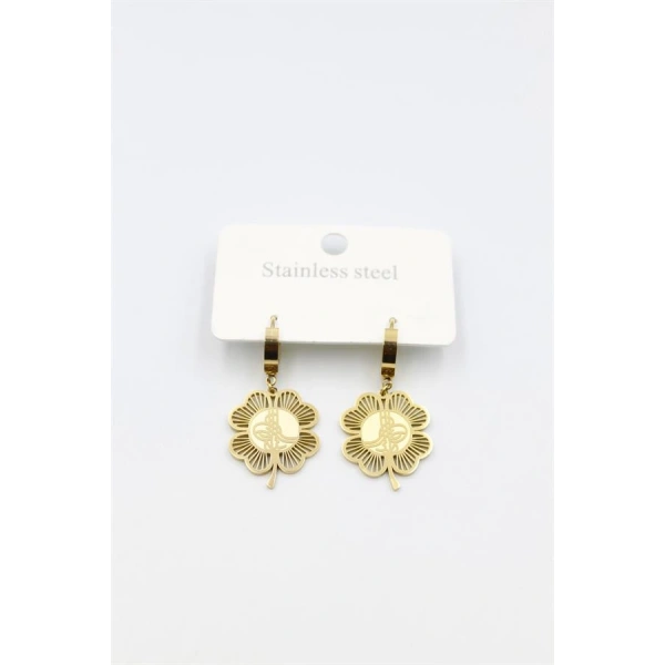 biçomi Tuğra Yonca Küpe - Altın