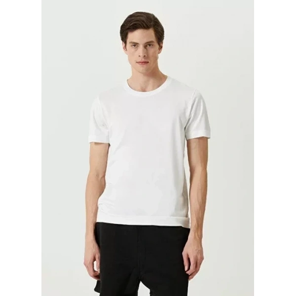 Biçomi Unisex Basic Bisiklet Yaka Regular T-Shirt - Beyaz
