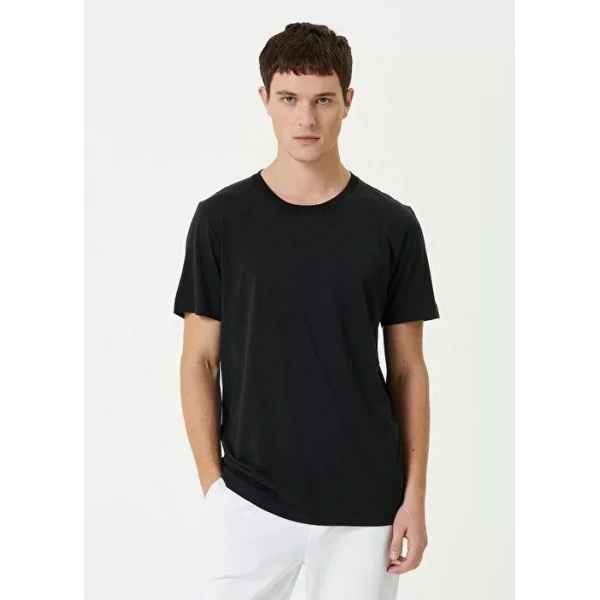 Biçomi Unisex Basic Bisiklet Yaka Regular T-Shirt - Siyah