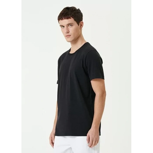 Biçomi Unisex Basic Bisiklet Yaka Regular T-Shirt - Siyah