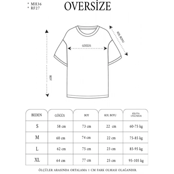 Biçomi Unisex Bisiklet Yaka Baskılı Double Oversize T-Shirt - Siyah