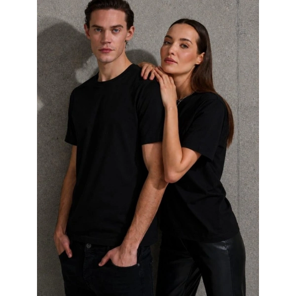 Biçomi Unisex Kısa Kollu Bisiklet Yaka Basic Viskon Bluz