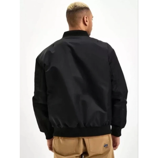 Biçomi Unisex Uzun Kol Baskılı Bomber Ceket - Siyah