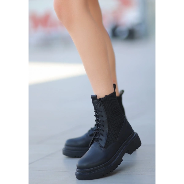 BİÇOMİ Utag Siyah Cilt Bağcıklı Bot