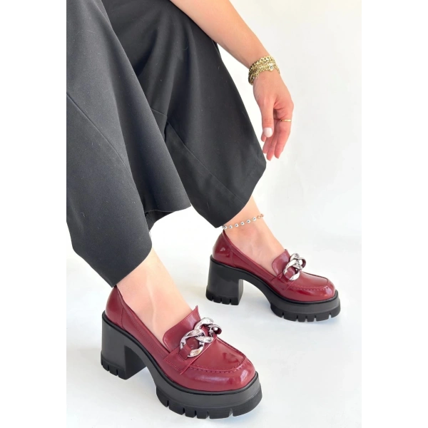 BİÇOMİ Winar Bordo Rugan Doldu Topuk Ayakkabı