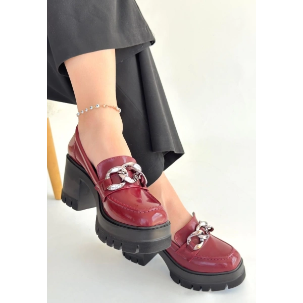 BİÇOMİ Winar Bordo Rugan Doldu Topuk Ayakkabı