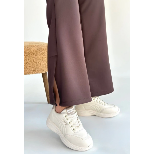 BİÇOMİ Yejja Bej Cilt Bağcıklı Spor Ayakkabı