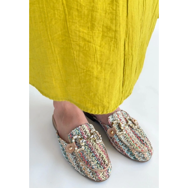 BİÇOMİ Yenda Renkli Dokumalı Terlik