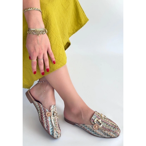 BİÇOMİ Yenda Renkli Dokumalı Terlik