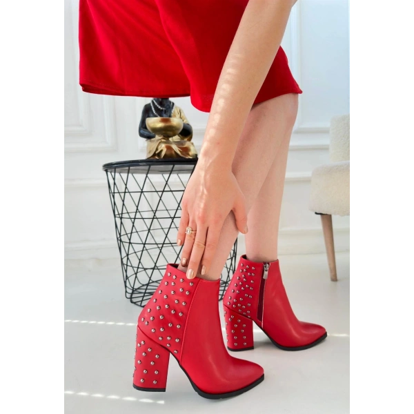 BİÇOMİ Yoont Kırmızı Cilt Topuklu Bot